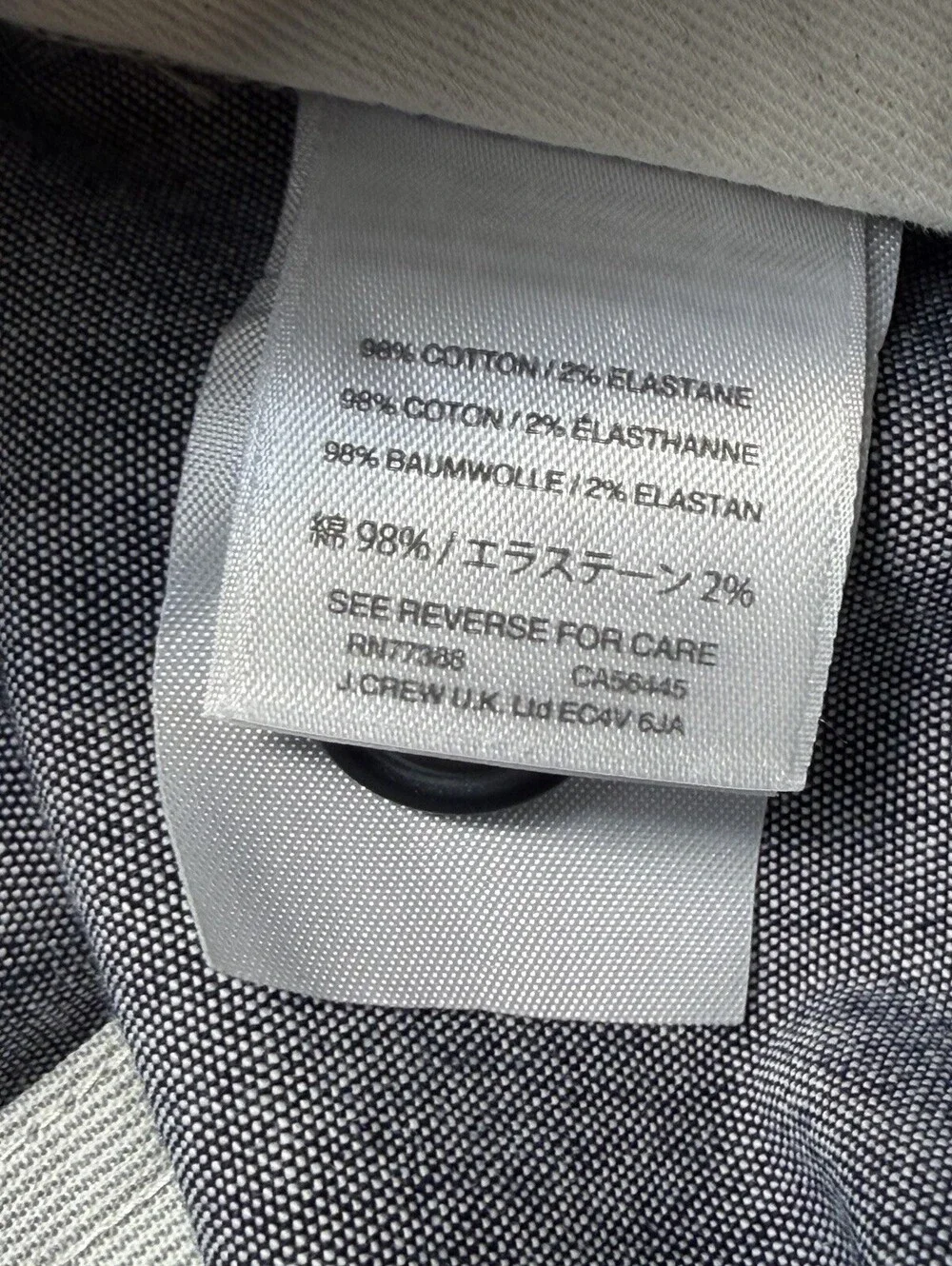 J.Crew 770 Straight Fit Pants Mens 35x32 Blue Chambray Stretch Chino Trousers